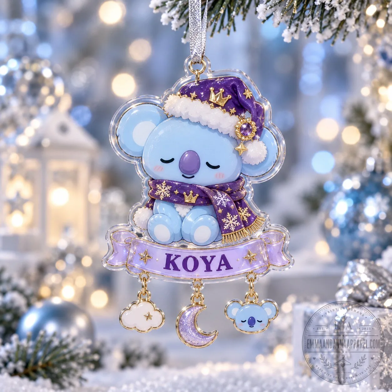 KOYA Purple Royal Christmas Acrylic Ornament Cute Holiday Tree