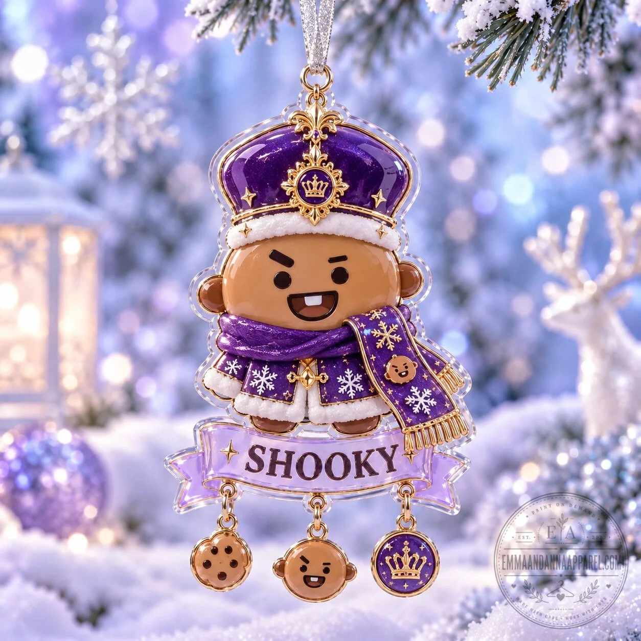 SHOOKY Purple Royal Christmas Acrylic Ornament Cute Holiday Tree